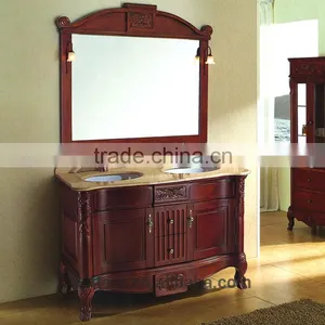 Country Styles Vintage Solid Wood Bathroom Cabinet With Double Bowl WTS103 thumbnail-5