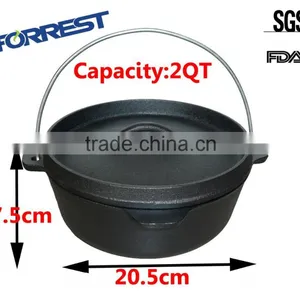 2 Qt. Seasoned Cast Iron Dutch Oven With Bail thumbnail-1