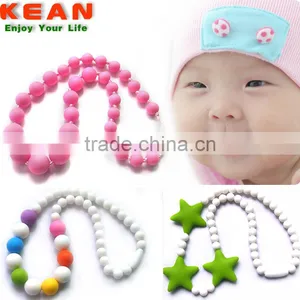 Soft on Babies Gums Champagne Navajo White DimGray Colors for You Choice Necklaces Silicone Bead Teething thumbnail-2