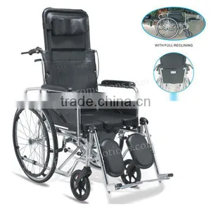 High Backrest Commode Hospital Wheelchair Folding Stretcher thumbnail-1