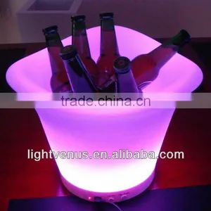 PE Portable Ice Cooler Champagne RGB Color Changing Cordless Rechargeable Led Ice Bucket Light thumbnail-2