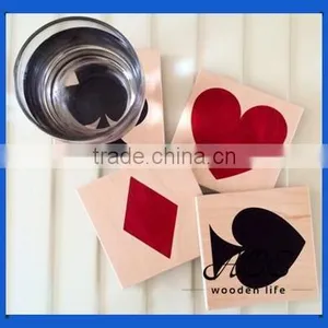 Personalized Wooden Painting UV Digital Printing on Wood Placemat Poker Pattern Coaster Set thumbnail-1