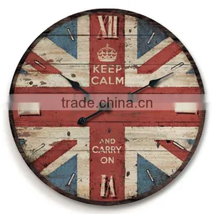 Union Jack Flag MDF Wall Clock Wooden Wall Clock Vintage Wall Clock Wholesale thumbnail-1