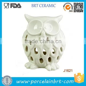 White Owl Shape Hollow Ceramic Candle Holder thumbnail-1
