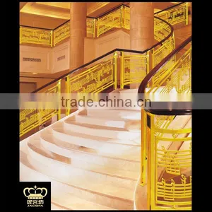 Luxury Aluminum Handrails Staircase Golden Balustrade for Hotel Villa thumbnail-4