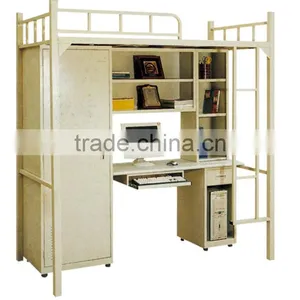 Metal Apartment Bed With Desk and Wardrobe thumbnail-1