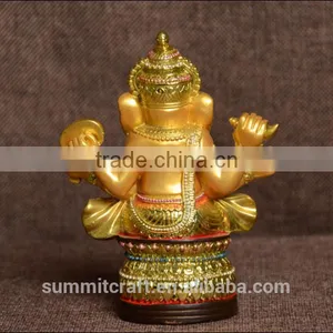 Golden Hindu God Ganesha Figurines Indian Wedding Gift Items thumbnail-3