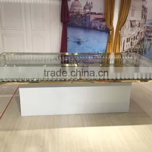 New Design Golden Glass Top Wedding Table With Crystal thumbnail-1