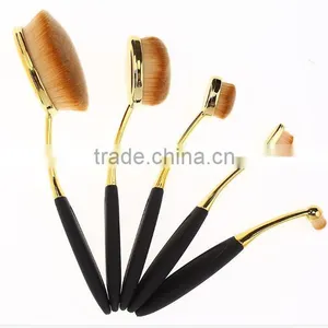 Wholesale Best Selling Oval Makeup Brush 5pcs Rose Gold Toothbrush Foundation Brush Set thumbnail-4