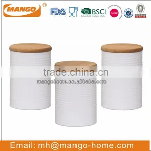 Wooden Lid Colorful Coating Metal Ripples Canister Sets thumbnail-6