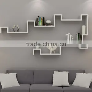New Design Eco-friendly MDF Wood Home Wall Shelf Lovely Wall Decorative S Shape Mount Shelf Wholesale thumbnail-1