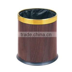 Indoor Steel Trash Can/ Hot Sale Hotel Guest Room/living Room Dustbin/ Promotion Garbage Can GPX-25 Walnut thumbnail-1