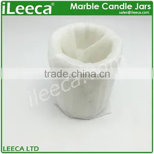 Carrara White Marble Stone Candle Jars With Various Colors Lids thumbnail-4