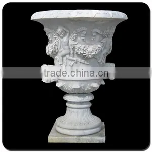 Garden Decoration Stone Carving Baby Marble Stone Flower Pot thumbnail-1