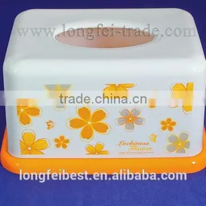Square Tissue Box With Colorful Bottom, White Decal Tissue Box thumbnail-1