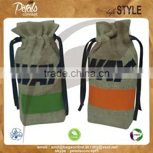 Drawstring Bag With Pu Label & Screen Print Logo With PU Pull String Closure - Ideal for Branding of Wine thumbnail-1