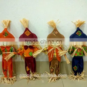 Paper Straw and Fabric Scarecrow Head for Autumn and Harvest Decoration thumbnail-5