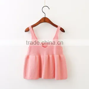 Wholesale Child Knit Pattern Kids Sleeveless Cotton Vest the Spaghetti Straps Sweater Dress thumbnail-3