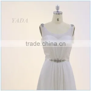 New Fashion Jewel Beaded Sleeveless Chiffon Weddings Bridesmaid Dresses Long thumbnail-5