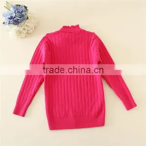 2015 TRENDY DESIGN KNITTED SWEATERS SOLID KIDS GIRLS PULLOVER SWEATERS APPLIQUED WITH BREASTPIN thumbnail-4