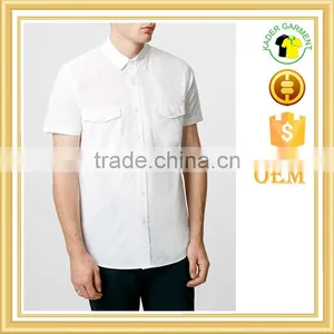 White Double Pocket Poplin Short Sleeve Casual Shirt thumbnail-1