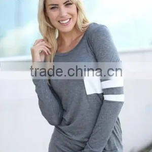 Long Sleeve Women Patchwork T-shirt thumbnail-3
