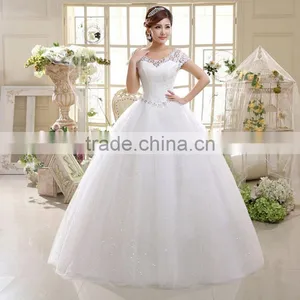 V Neck Cap Sleeve Long Trail Ball Gown 2017 Wedding Dresses thumbnail-3
