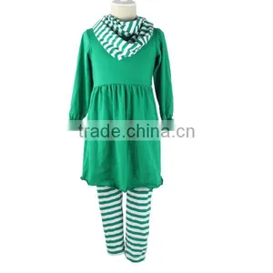 Hot Selling Christmas Boutique Clothing Baby Kids Casual Wear Dress & Pants With Scarf Girl Clothing 7 Years thumbnail-2