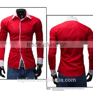 Beautiful Bright Color Slim Fit Men Dress Blank Shirt for Men thumbnail-3
