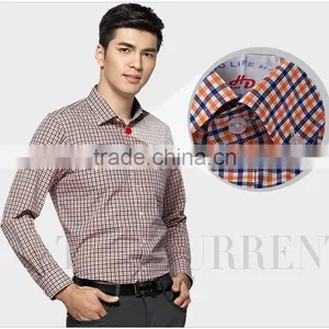 Non Iron Men's Shirt Plaids Shirt Orange Plaids thumbnail-1