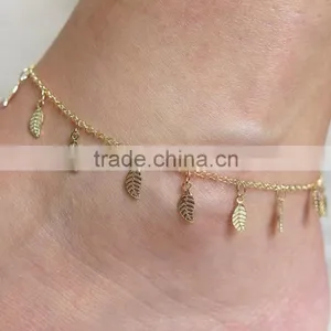 Simple Foot Jewelry Tassel Leaf Ankle Bracelet Gold Chain Women Anklets thumbnail-1