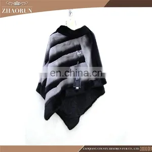 2016 Natural Fashion Mink Fur Shawl Genuine Dyed Mink Fur Cape For Lady thumbnail-1