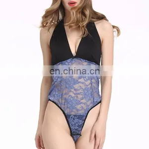 Women Deep v Lace See Through Sexy Underwear Sexy Sleepwear Sexy Lingerie Sexy Teddy thumbnail-1