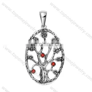 Cheap Wholesale Stainless Steel Tree of Life Women's Pendants With CZ Jewelry Gifts thumbnail-2