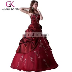 Grace Karin Long Floor Length Red Prom Wedding Evening Dress Bridal Gown CL2516 thumbnail-1