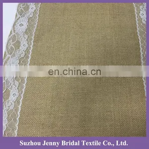 TR024C 2016 Cheap Restaurant Linen Table Runner Lace Edge Burlap Table Runner thumbnail-5