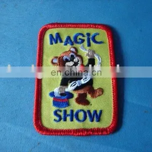 China Supplier Wholesale OEM Cheap Custom Rectangle Shape MAGIC SHOW Design Embroidery Patches,customized Velc Backing Badge thumbnail-1