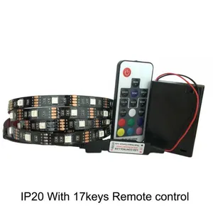 Battery Powered 5050 RGB LED Strip Light RGB 1M , IP20 / IP65 With Mini 3keys RGB Controller / 17Keys RGB Remote Control thumbnail-4