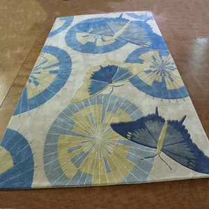 Butterfly Motif Cut Pile Area Rug Carpet Wool Beautiful Carpet Living Room thumbnail-1