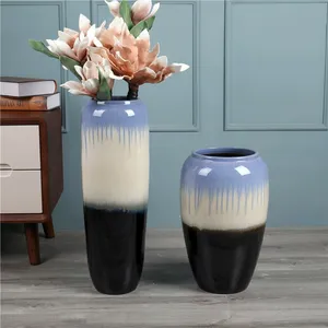 Jingdezhen Simple Modern Countryside Style Large Black Yellow Ceramic Vase For Garden thumbnail-4