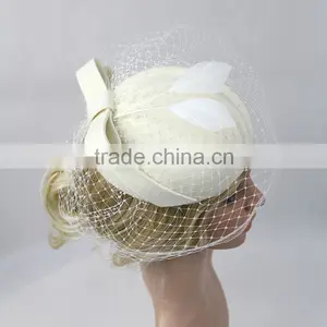 Womens Fascinator Wool Felt Hair Pillbox Hat Veil Cocktail Party Race Fancy Festival Hat thumbnail-2