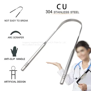 New Arrival Arc Scraper 304 Stainless Steel Tongue Scraper With Travel Plastic Sleeve thumbnail-2