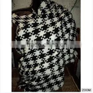 Ivory With Soft Red Mix Weave Patterns New Arrival- Cashmere Shawl thumbnail-1