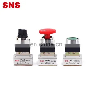 SNS MOV Series Aluminum Alloy Pneumatic Hand Control Air Mechanical Valve With Push Button thumbnail-1