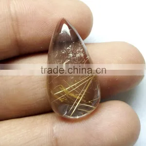 Golden Rutile Stone / Natural Rutile Cabochon Gemstone / Rutilated Quartz / thumbnail-1