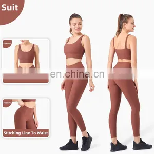 Plus Size Sports Bra for Women Ribbed U Neckline Sexy Square Back Custom Sport Bra Top Fitness thumbnail-3