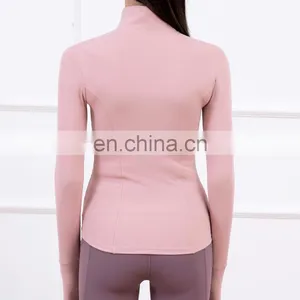 Top Sell Zipper Sports Jackets With Thumb Hole Quick Dry Long Sleeve Slim Fit Sports Tops Women Workout Running Yoga Jacket thumbnail-3
