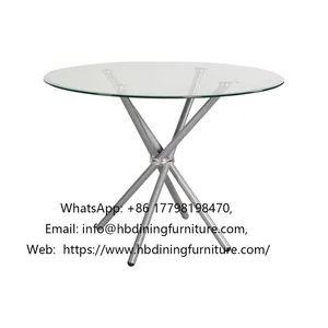 Round Glass Transparent Dining Table thumbnail-1