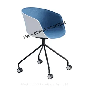 Dining Furniture Many Colors With Soft Neutral Fabric PP Plastic Chair With Wheels thumbnail-4
