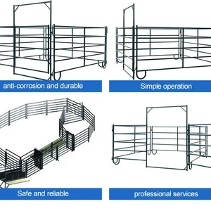 12 ft Portable Heavy Duty Galvanized Metal Round Pen Cattle Corral Livestock Farm Horse Yard Fence Panels thumbnail-4